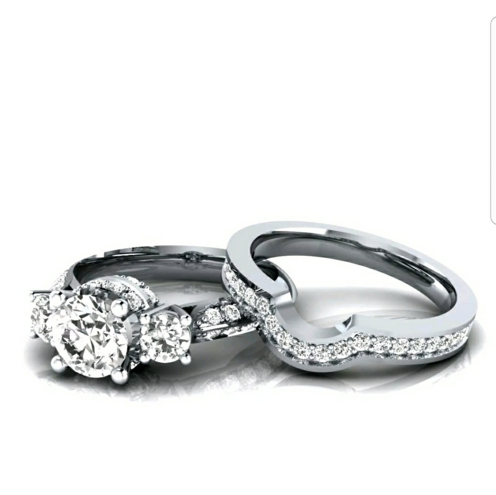 New S925 SP White Sapphire Set! Sizes  7, & 8! - Picture 3 of 8